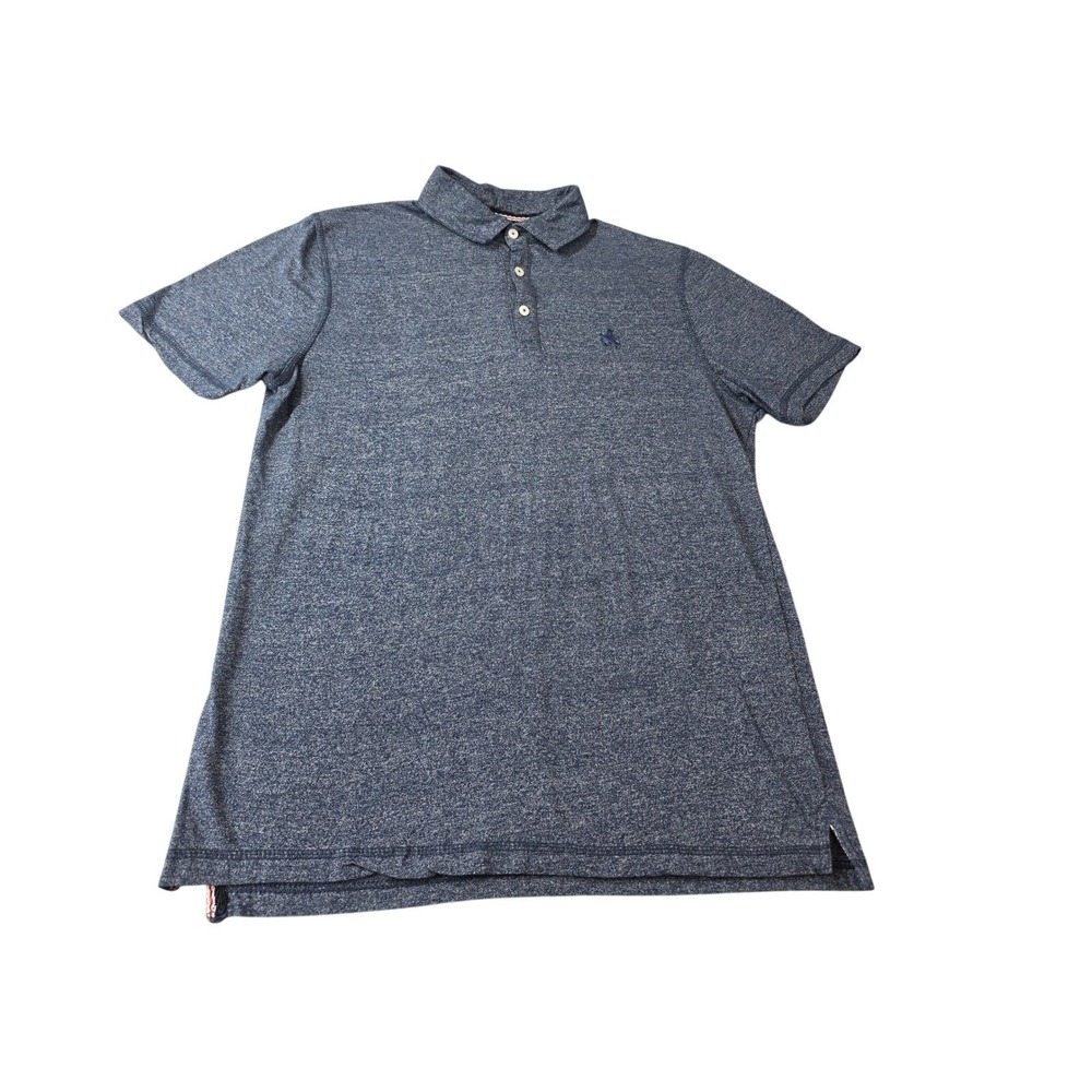Rugby University Mens Blue Heathered Short Sleeve Polo Shirt‎ Medium Lion Crest